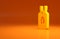 Yellow Vegan food diet icon isolated on orange background. Organic, bio, eco symbol. Vegan, no meat, lactose free