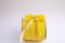 Yellow velvet tape for wrapping gifts and flowers with bow
