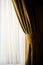 Yellow velvet window curtain