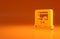 Yellow Video recorder or editor software on laptop icon isolated on orange background. Video editing on a laptop