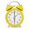 Yellow Vintage Alarm Clock. Front View