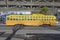 Yellow vintage bus operates from Fisherman`s wharf to market street downtown San Francisco. Tourists enjoy traveling with this