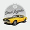 Yellow vintage car, custom and retro car vintage, street legends