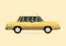 Yellow of Vintage Car ,Vehicle transport Object symbol Retro style flat design .Vector illustration