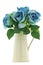 Yellow vintage enamel ceramic jug vase with blue green roses