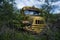 Yellow Vintage School Bus - Abandoned Junkyard - New York