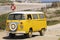 Yellow Vintage Van, Beach Scene, Summer Holidays