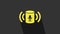 Yellow Voice assistant icon isolated on grey background. Voice control user interface smart speaker. 4K Video motion