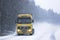 Yellow Volvo FH12 Truck in Blizzard