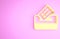 Yellow Vote box or ballot box with envelope icon isolated on pink background. Minimalism concept. 3d illustration 3D