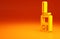 Yellow Walkie talkie icon isolated on orange background. Portable radio transmitter icon. Radio transceiver sign
