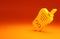 Yellow Walkie talkie icon isolated on orange background. Portable radio transmitter icon. Radio transceiver sign