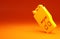 Yellow Walkie talkie icon isolated on orange background. Portable radio transmitter icon. Radio transceiver sign