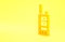 Yellow Walkie talkie icon isolated on yellow background. Portable radio transmitter icon. Radio transceiver sign