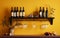 Yellow Wall Background Wine Rack -Generative Ai