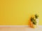 Yellow wall with white ceramic floor surface realistic 3D rendering