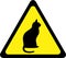 Yellow warning sign with cat