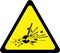 Yellow warning sign with explosive substances