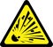 Yellow warning sign with explosive substances