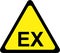 Yellow warning sign with explosive substances