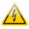 Yellow warning sign. Lightning danger symbol icon
