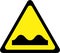 Yellow warning sign with road bumps