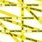 Yellow warning tapes inscription SANCTIONS Isolated background seamless yellow warning caution ribbon tape vector on white backgro