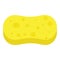 Yellow washing sponge icon. Cartoon flat style. Template of cleaning supplies. Tool for kitchen, domestic household