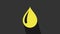 Yellow Water drop icon isolated on grey background. 4K Video motion graphic animation