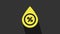 Yellow Water drop percentage icon isolated on grey background. Humidity analysis. 4K Video motion graphic animation