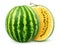 Yellow watermelon cut in half