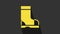 Yellow Waterproof rubber boot icon isolated on grey background. Gumboots for rainy weather, fishing, gardening. 4K Video