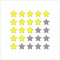 Yellow Web rating stars. Five stars customer product rating review. Ranking symbol. Vector illustration. EPS 10