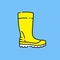 Yellow wellington boots line icon