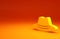 Yellow Western cowboy hat icon isolated on orange background. Minimalism concept. 3d illustration 3D render