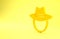 Yellow Western cowboy hat icon isolated on yellow background. Minimalism concept. 3d illustration 3D render