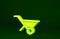 Yellow Wheelbarrow icon isolated on green background. Tool equipment. Agriculture cart wheel farm. Minimalism concept