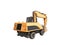 Yellow wheels Bulldozer 3d render no shadow