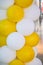 Yellow-white beautiful balloons for decoration