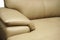 Yellow white leather sofa, close up detail. Furniture showroom photography