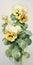 Yellow And White Pansies In Vase: Digital Painting With Paint Dripping Technique