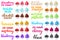 Yellow, white, vanilla, milk, pink, strawberry, chocolate, orange, green, blueberry, cherry, black ice cream vector Set of blue, p