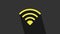 Yellow Wi-Fi wireless internet network symbol icon isolated on grey background. 4K Video motion graphic animation