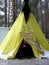 Yellow Wigwam in the winter forest