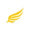 Yellow wing icon, flat style