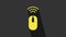 Yellow Wireless computer mouse system icon isolated on grey background. Internet of things concept with wireless