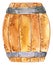 Yellow wooden barrel for wine, rum or whisky, hand drawn watercolor