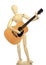 Yellow wooden dummy play guitar action