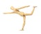 Yellow wooden dummy yoga action