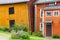 Yellow wooden houses along the street, Porvoo